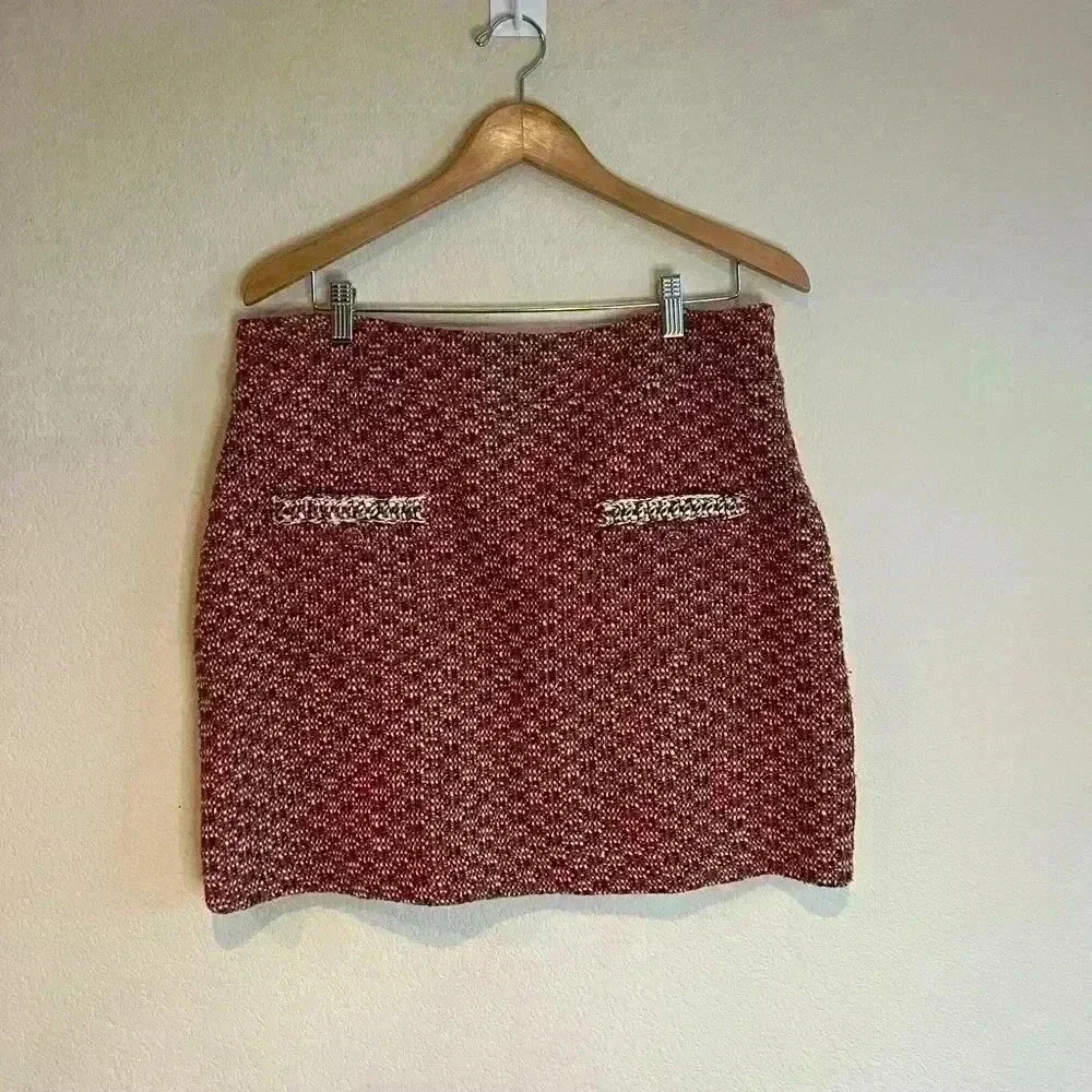 INC Jeannie Mai x Collab Davenport‎ Pocket tweed Skirt size 14